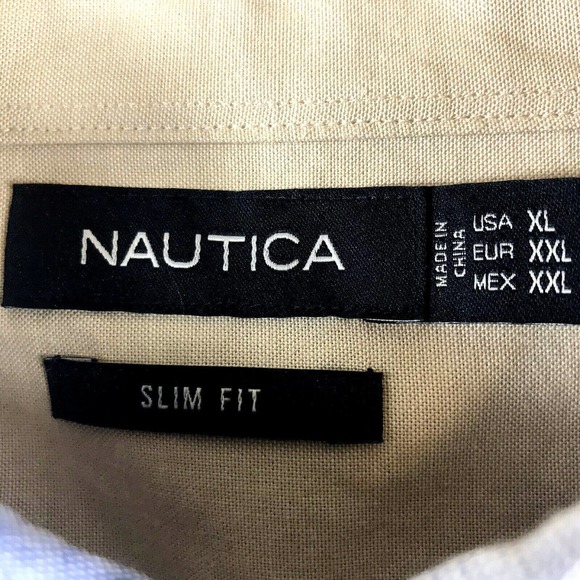 Nautica Mens XL Metropolis Slim Fit Button Down Patchwork-look Shirt French Blue - Picture 2 of 6